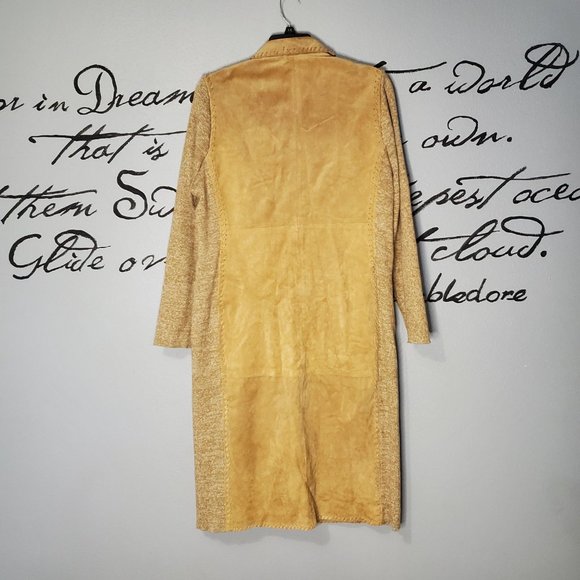 Camel Leather Suede & Knit Vintage Trench Coat from Rem Garson, Lg - Picture 5 of 9